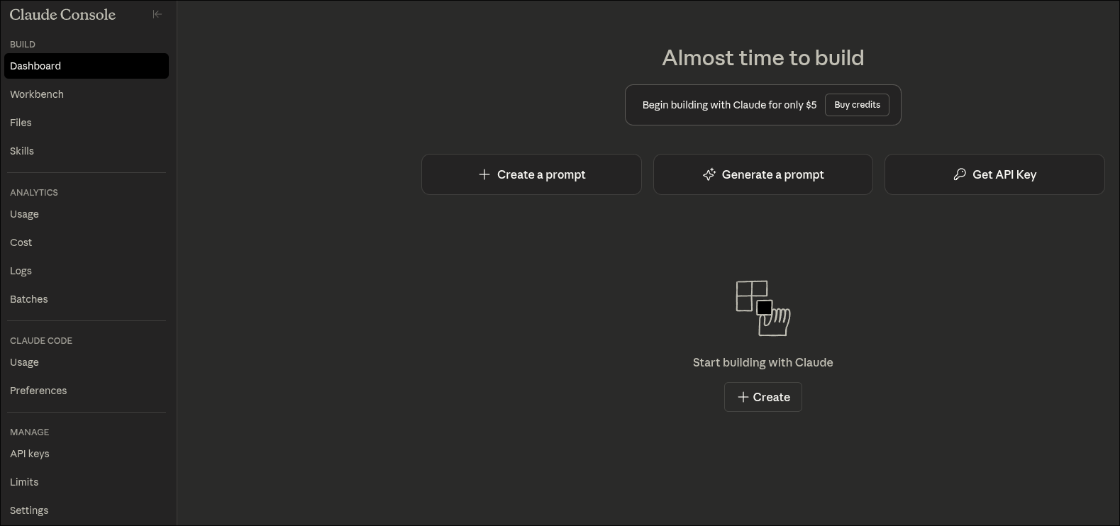 ChatStack AI Docs - Accont overview for Anthropic. First step to get an API Key.