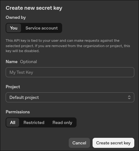 ChatStack AI Docs - How to create an API key for OpenAI