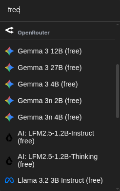 ChatStack AI Model Selector Menu